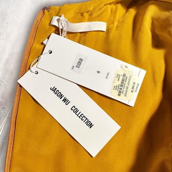 NWT Jason Wu Collection Ochre Yellow Floral Print Sateen Sleeveless Dress Size 6 - Picture 6 of 16